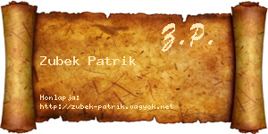 Zubek Patrik névjegykártya